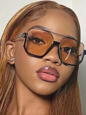 🆕 Aviator Oversized Sunglasses with Amber Lenses - Women Accessories